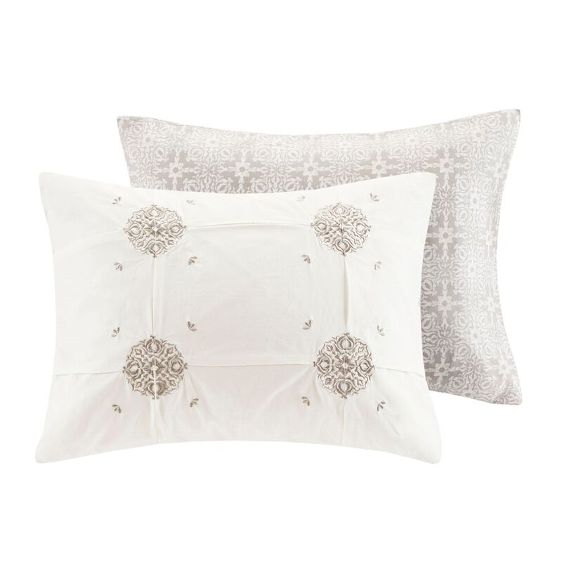 Gracie Mills Donna Shabby Chic Embroidered Reversible Cotton Duvet Cover Set
