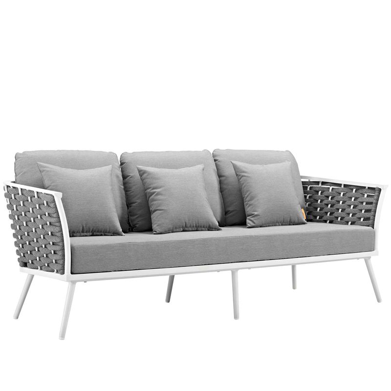 Stance 3 Piece Outdoor Patio Aluminum Sectional Sofa Set - White Gray
