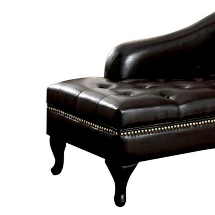 Glorious Contemporary Leatherette Storage Chaise, Black-Benzara