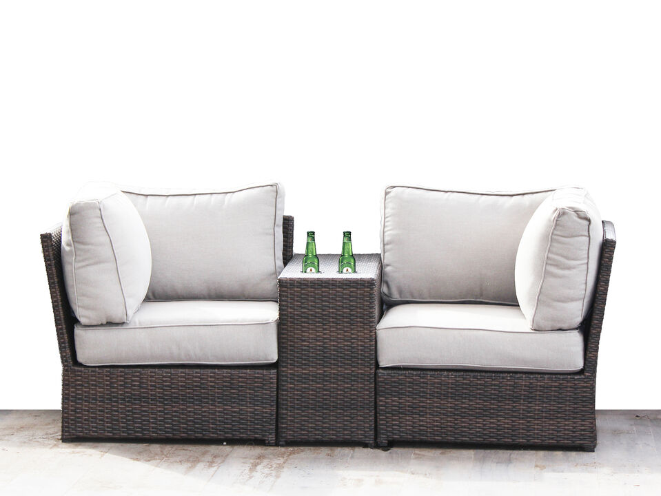 Living Source International Rattan Wicker Fully Assembled 2 - Person Seating Group with Cushions (Espresso)