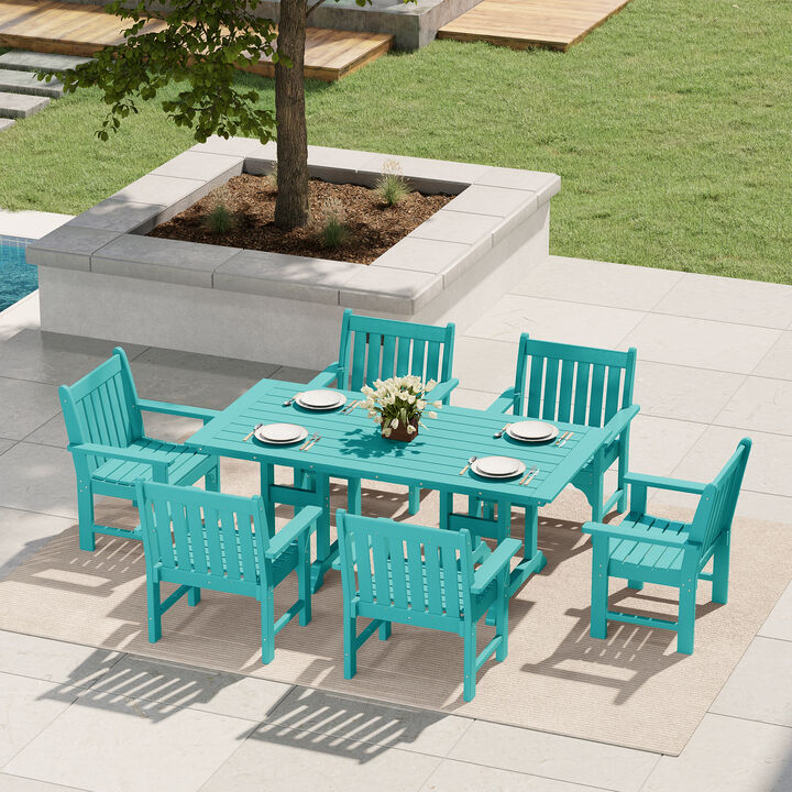 WestinTrends 7-Piece HDPE Outdoor Dining Patio Table and Chairs Set