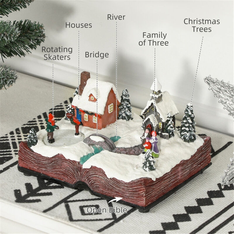 Light-Up Christmas Village Display, Festive Town Scene with LED Lights & Music