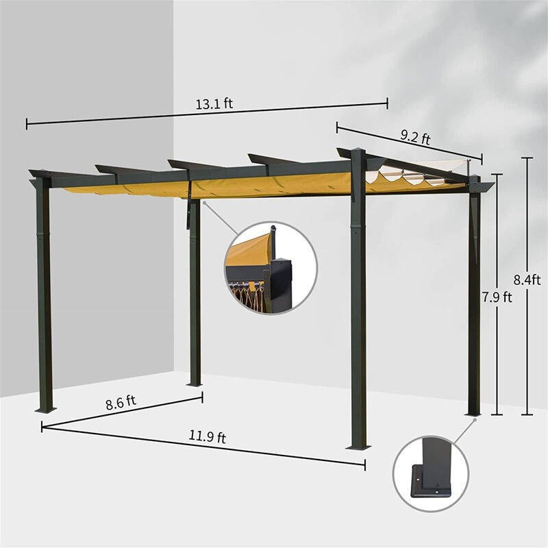 Aluminum Pergola Gazebo with Retractable Canopy