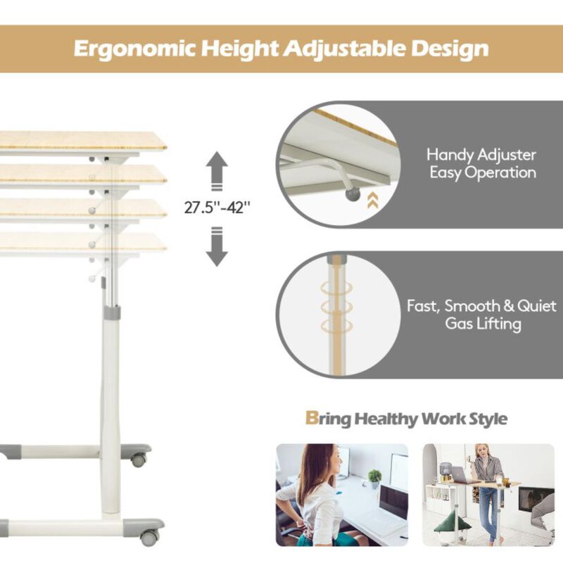 Hivvago Height Adjustable Computer Desk Sit to Stand Rolling Notebook Table
