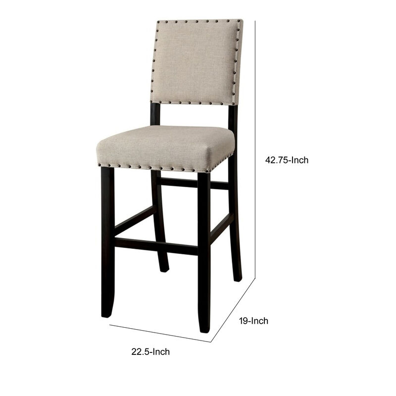 SANIA II Rustic Counter Height Chair, Antique Black Finish, Set of 2-Benzara