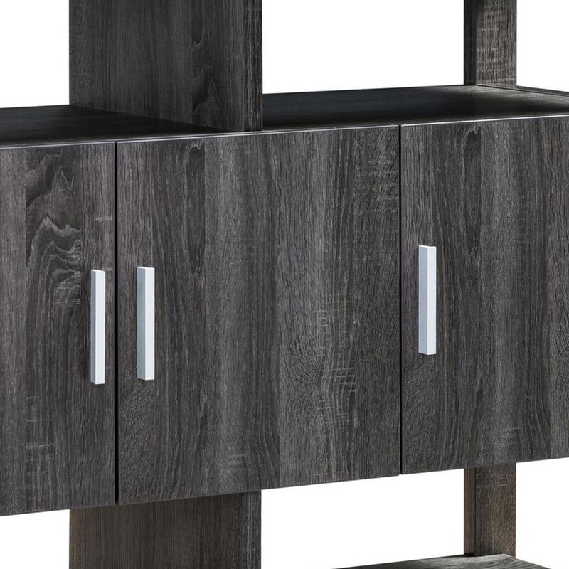 47 Inch Serving Cabinet Buffet Sideboard Console, 2 Shelves, 3 Doors, Gray - Benzara