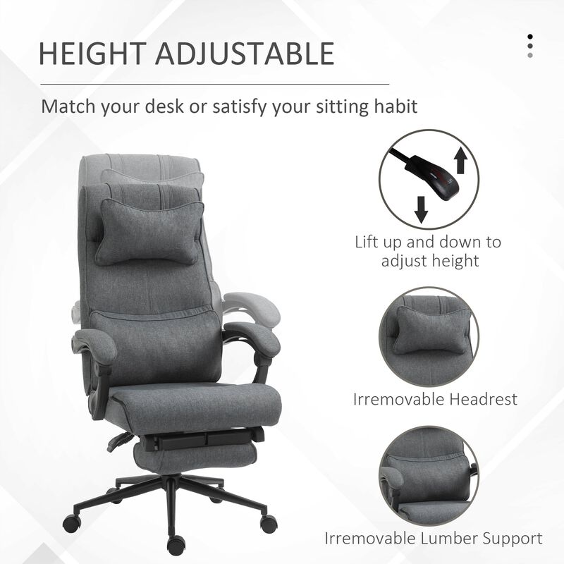 Gray Ergonomic Workstation: Reclining Desk Chair with Lumbar Support