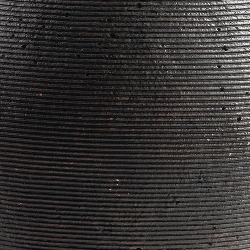 Dale 12 Inch Round Polyresin Vase, Wavy Ribbed Spiral Texture Antique Brown-Benzara