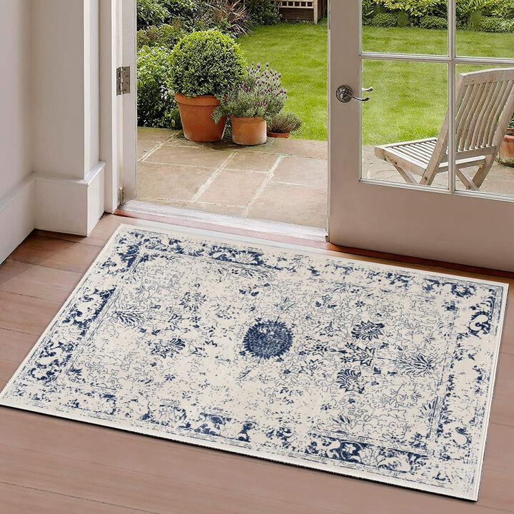 Havana Contemporary Transitional Blue Navy Indoor Area Rug