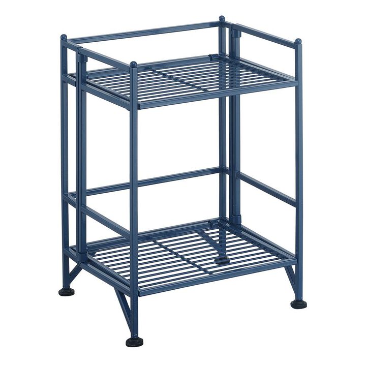 Convenience Concepts Xtra Storage 2 Tier Folding Metal Shelf, Blue