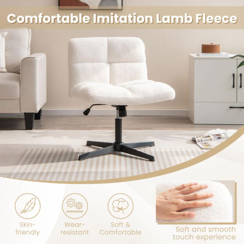 Hivvago Office Armless Chair Cross Legged with Imitation Lamb Fleece and Adjustable Height