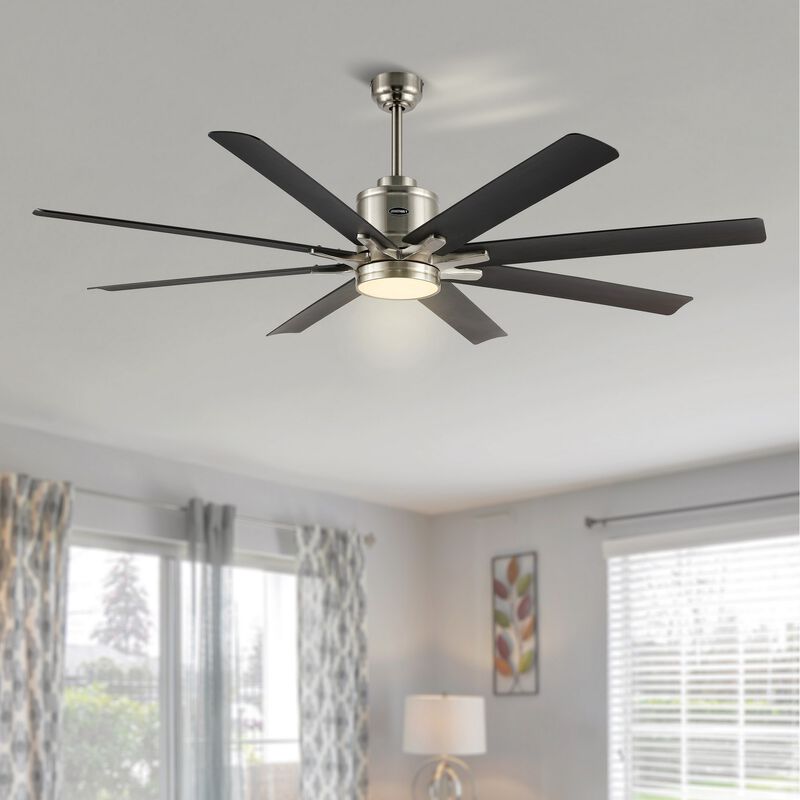 Octo Contemporary Industrial Iron/Plastic Ceiling Fan with Integrated LED Light