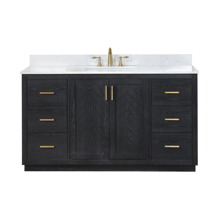 Altair 60 Single Bathroom Vanity Set in Black Oak without Mirror