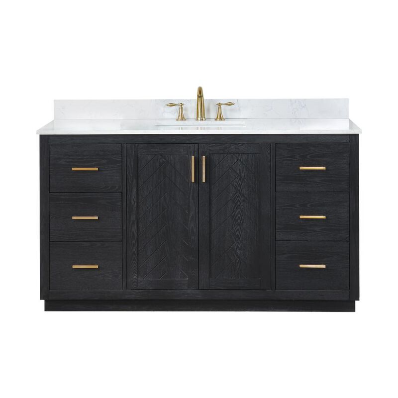 Altair 60 Single Bathroom Vanity Set in Black Oak without Mirror