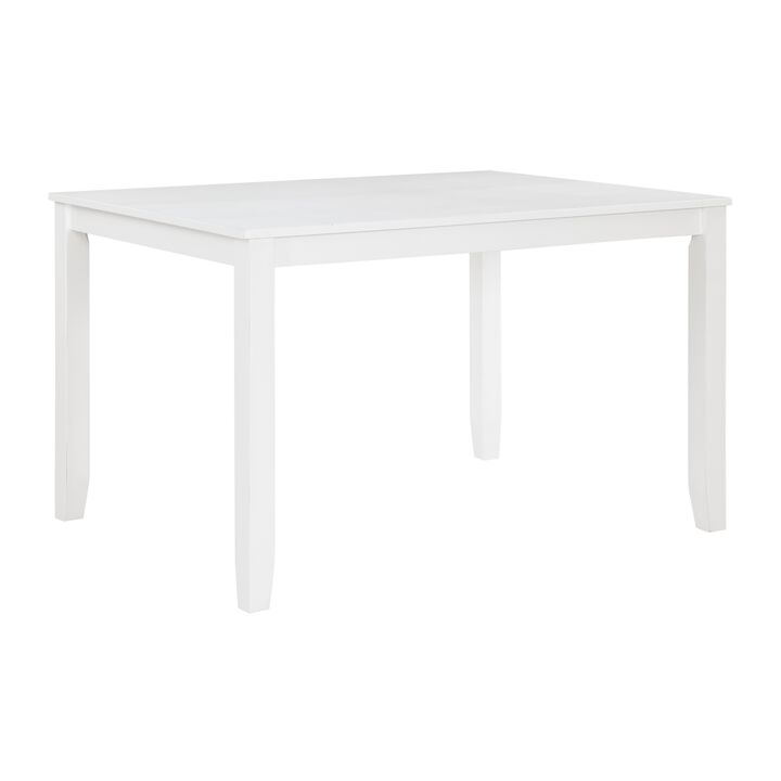 Oria 5 Piece Dining Set with Table, 4 Lattice Back Chairs, White Solid Wood - Benzara