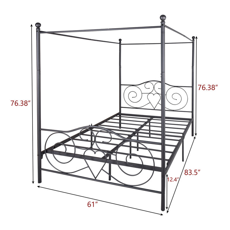 Streamdale Metal Canopy Bed Frame with Vintage Headboard