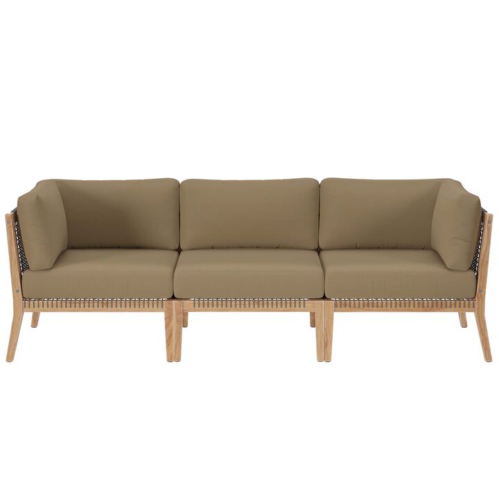 Modway - Clearwater Outdoor Patio Teak Wood Sofa