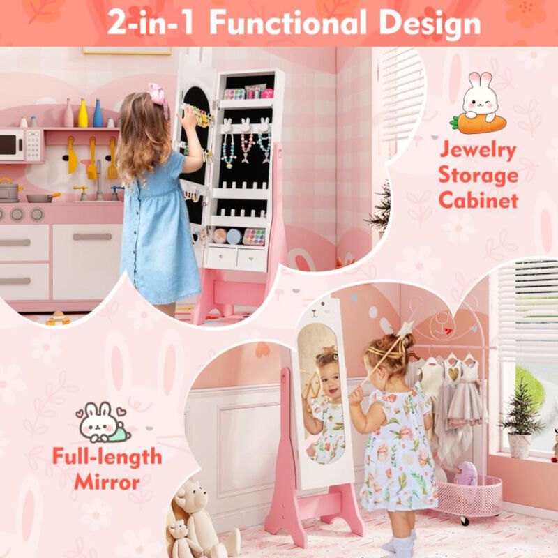 Hivvago Kids Jewelry Armoire Cabinet with 2 Tilt Angles and Large Capacity