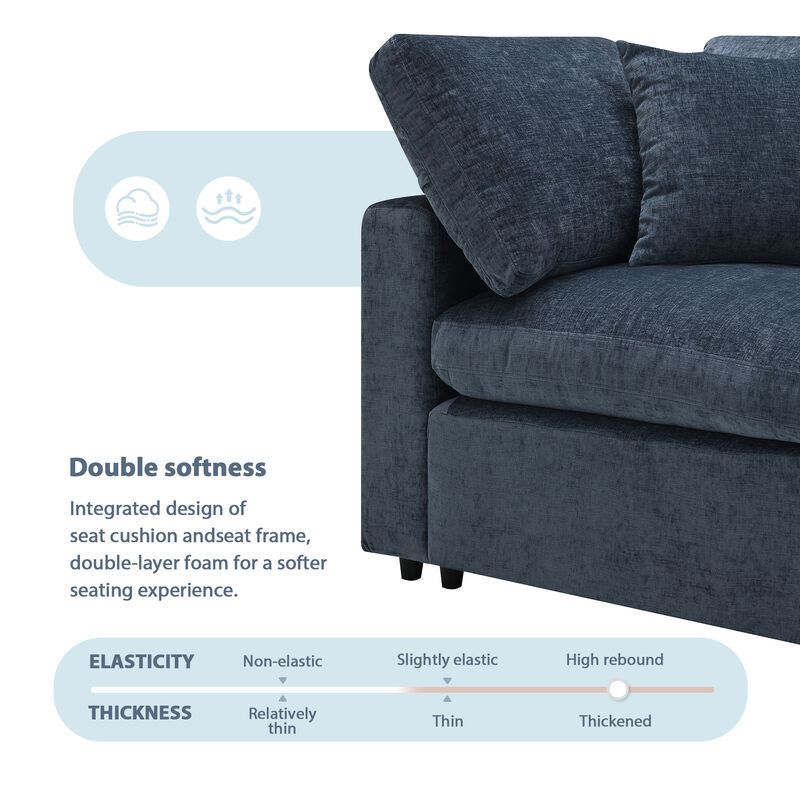 Merax 6 Seats Chenille Sofa Set with Ottoman