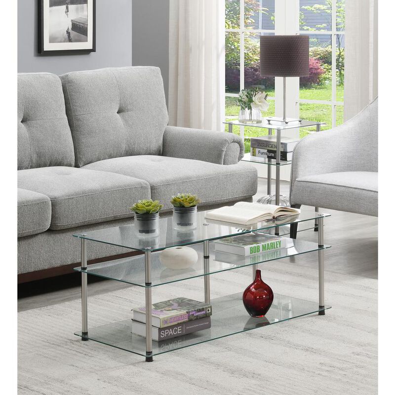 Convience Concept, Inc. Designs2Go Classic Glass 3 Tier Coffee Table