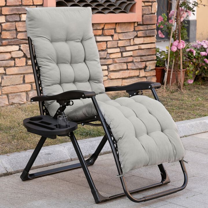 Outdoor Relaxer: Reclining Chair with Cup Holder and Cushion