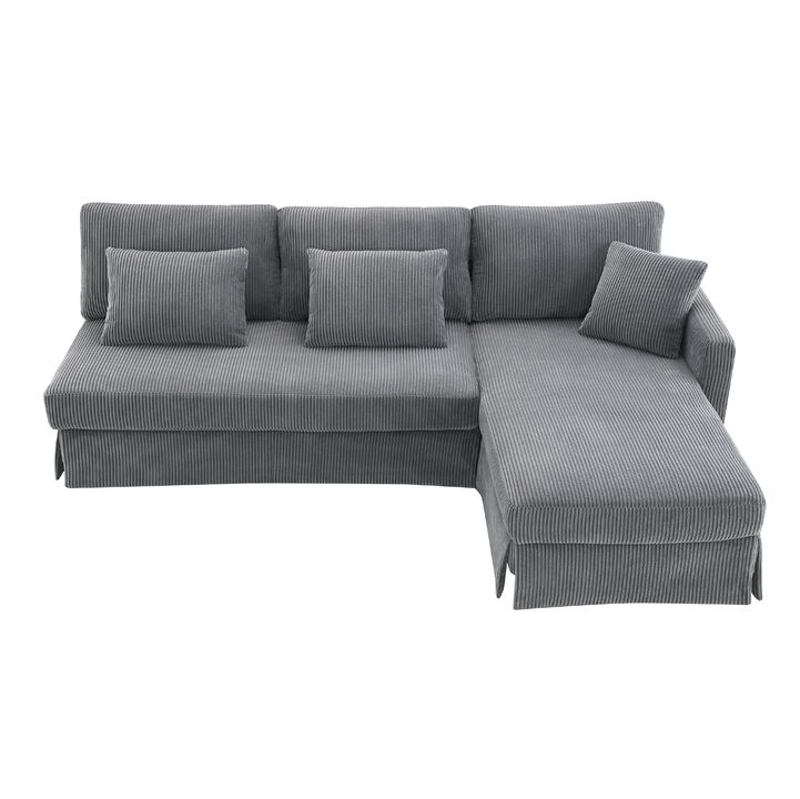 Merax Modern L-shaped Corduroy Sofa with Reversible Chaise