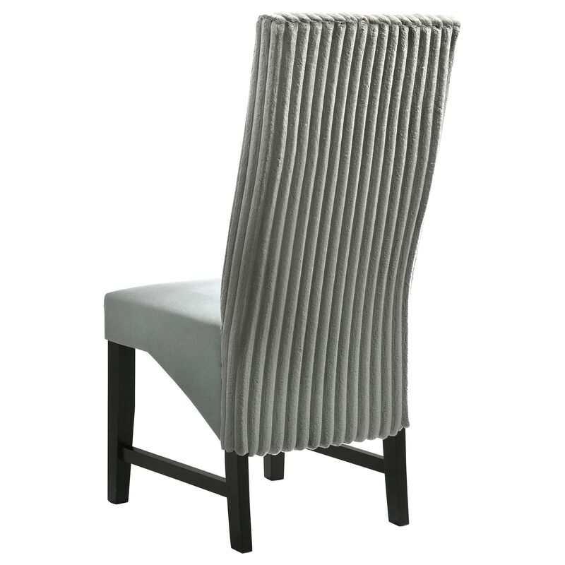 Ranna Dining Chair Set of 2, Gray Velvet Foam Cushions, Hardwood - Benzara