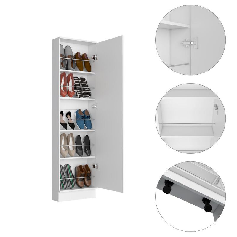Cassidy Rectangle Tall Shoe Cabinet With Mirror