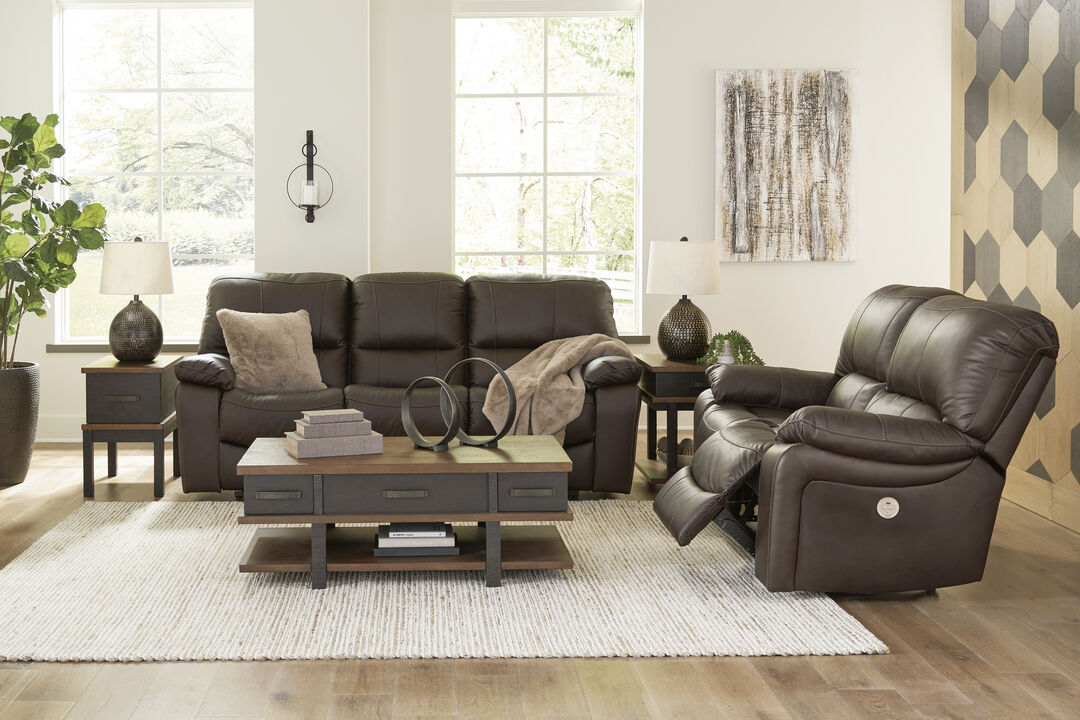Leesworth Dark Brown Power Reclining Sofa