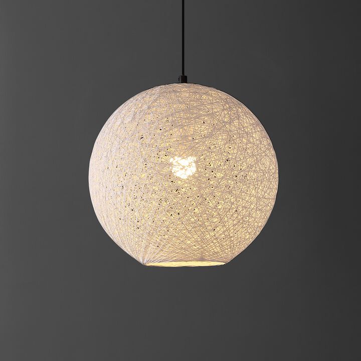 Lacey 1-Light Bohemian Minimalist Iron/Rope Woven Globe LED Pendant