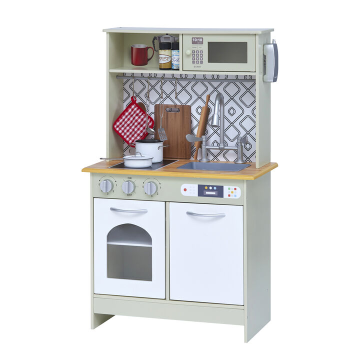 Teamson Kids - Little Chef Boston Modern Play Kitchen - Olive Green/White