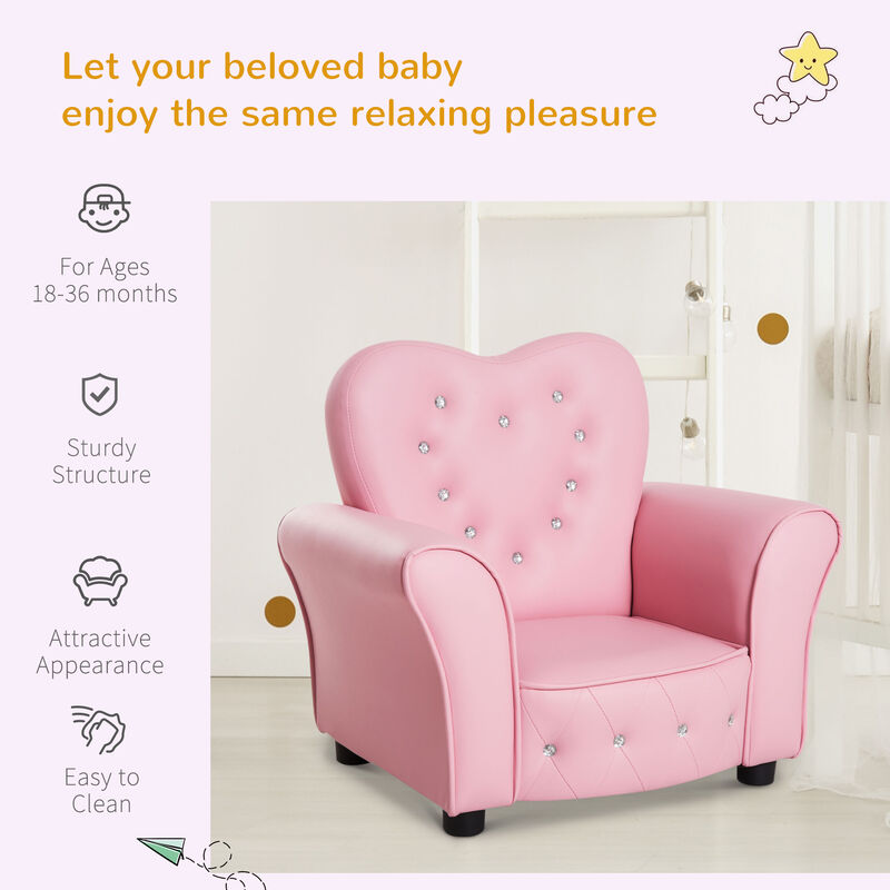 Kid Teen Sofa Armrest Chair Couch Children Toddler Birthday Gift Girls Pink