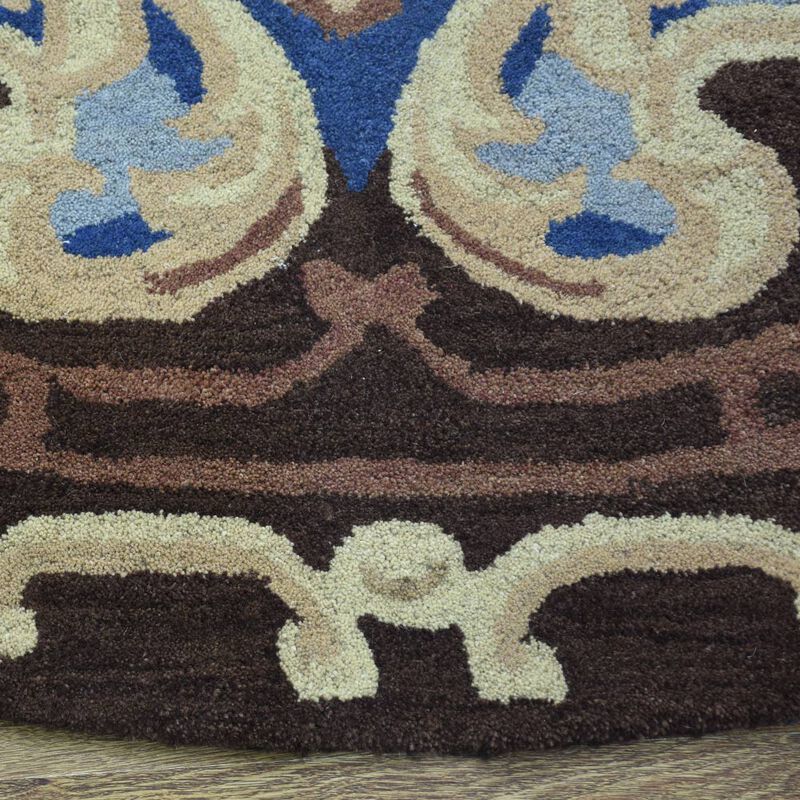 RUGSOTIC CARPETS HAND TUFTED WOOL ECO-FRIENDLY AREA RUGS  - 8'x8', Round Shape, Light Green, Classic Oriental Traditional  Design, High Pile Thick Handmade Anti Skid Area Rugs (K00S06)