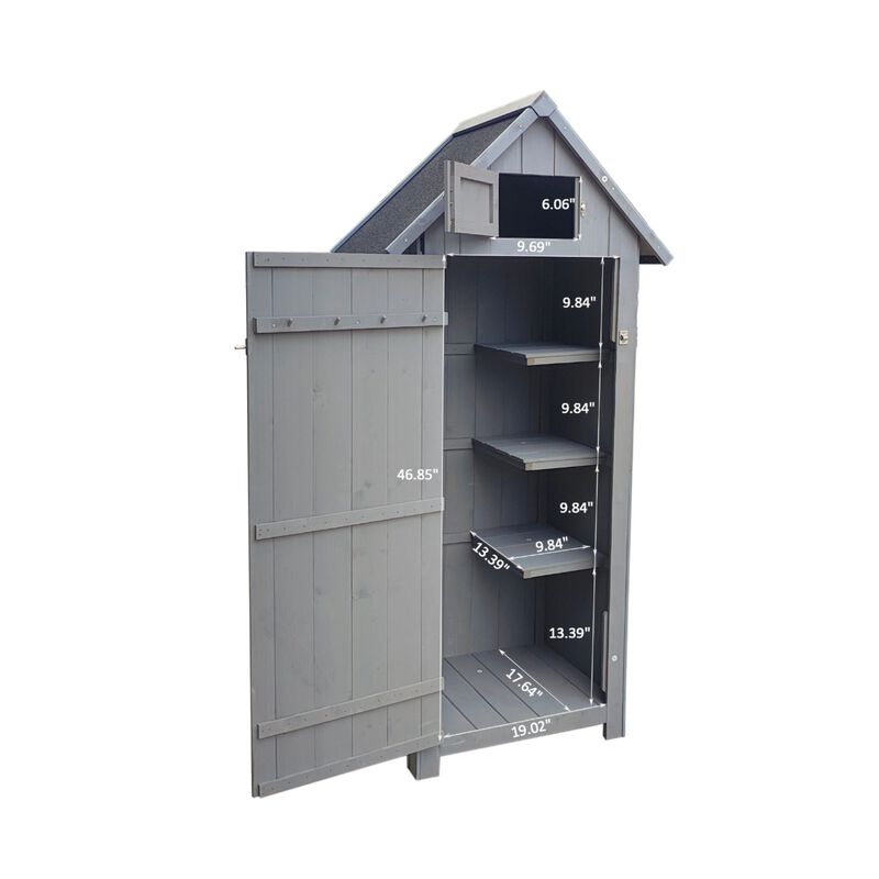Mondawe 30x20x66in Wooden Tool Shed, Removable Design & Dual Storage, Natural Outdoor Patio Storage