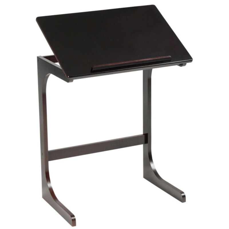 Hivvago Adjustable C-Shape Couch End Table wth Tilting Top