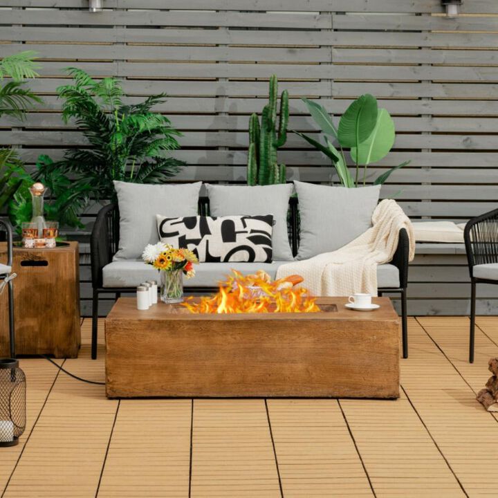 Hivvago 48 x 27 Inch Outdoor Gas Fire Pit Table 50 000 BTU with Lava Rocks and Cover