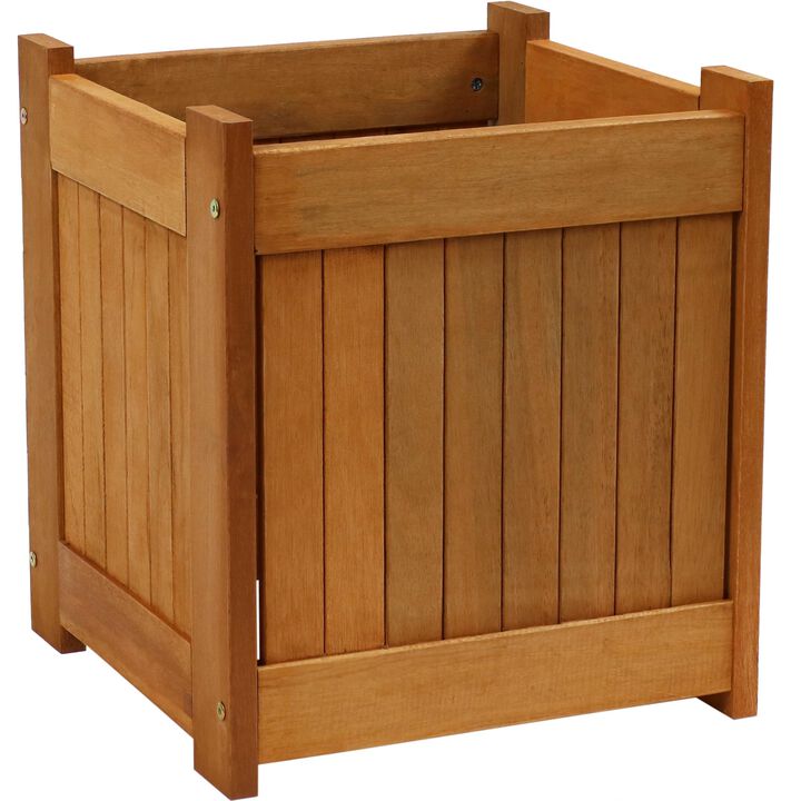 Sunnydaze Meranti Wood Indoor/Outdoor Decorative Square Planter Box - 16 in