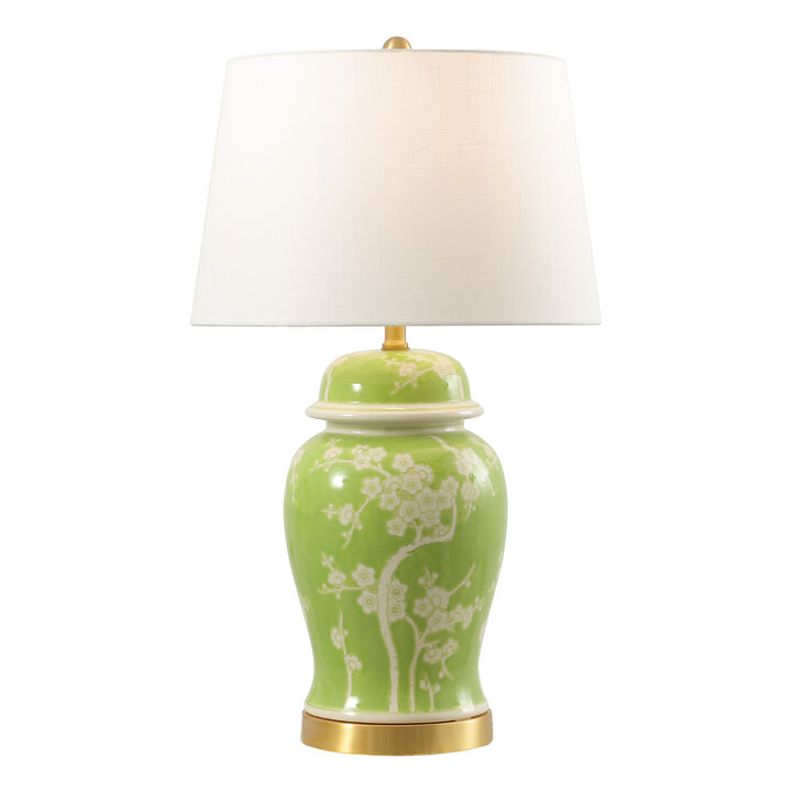 Gracie Traditional Cottage Ceramic Metal Ginger Jar LED Table Lamp