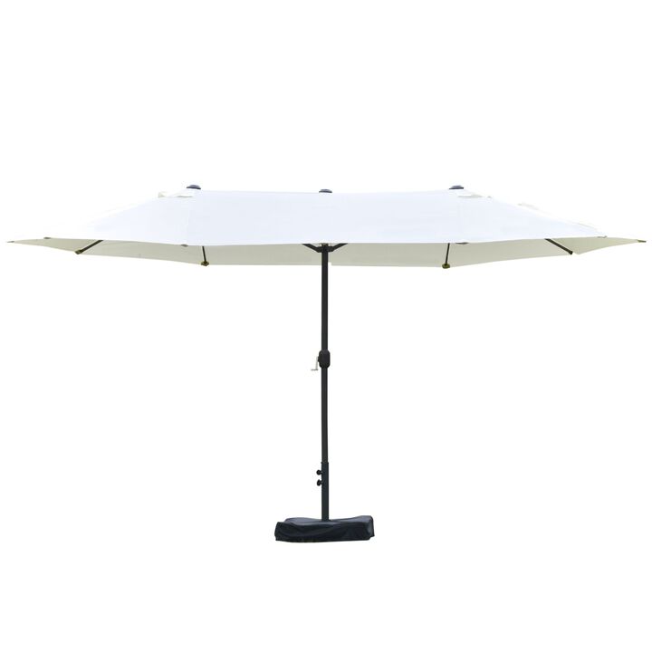 Beige Outdoor Canopy: 15ft Double-Canopy Rectangular Patio Umbrella