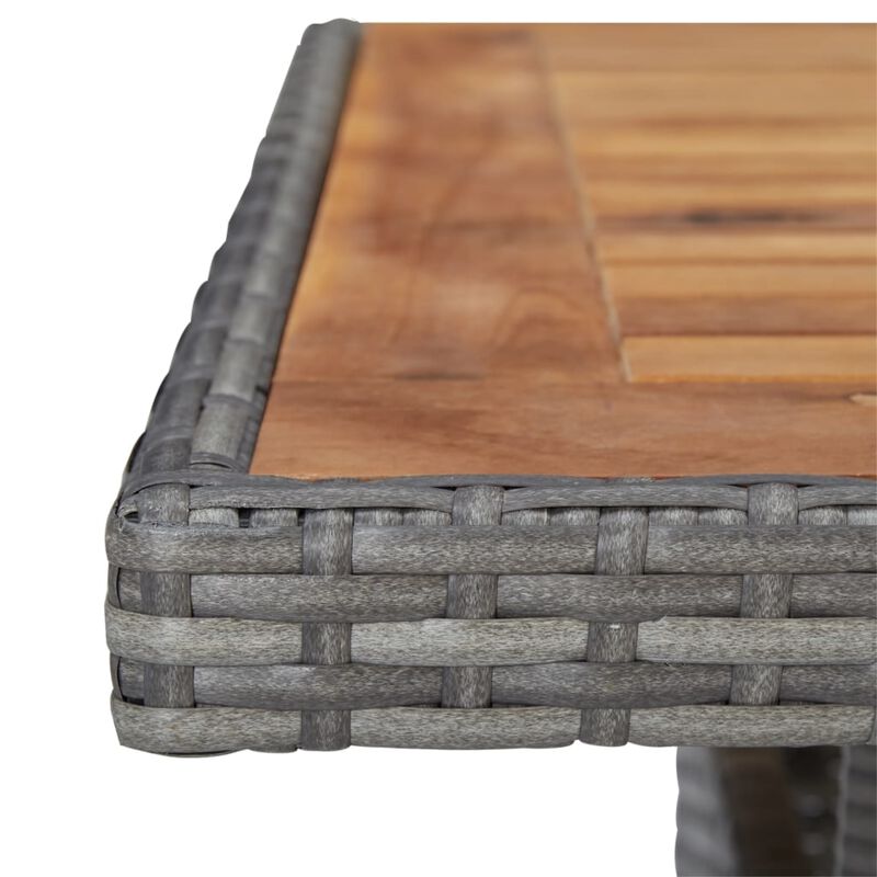 vidaXL Outdoor Dining Table Gray Poly Rattan and Solid Acacia Wood