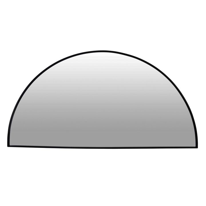 Lima Decorative Wall Mirror, Round Semicircular 30 x 60, Black Frame - Benzara