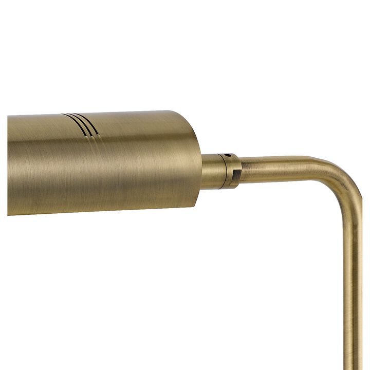 Dyna 18 Inch Integrated LED Desk Lamp, Wireless USB Port, Antique Brass-Benzara