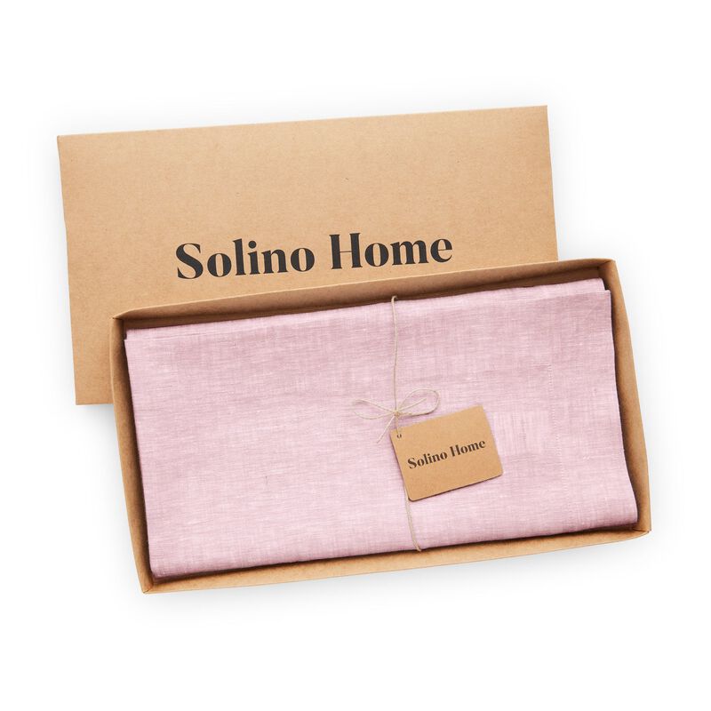 Solino Home 100% Pure Linen Table Throw 52 x 52 Inch | Athena