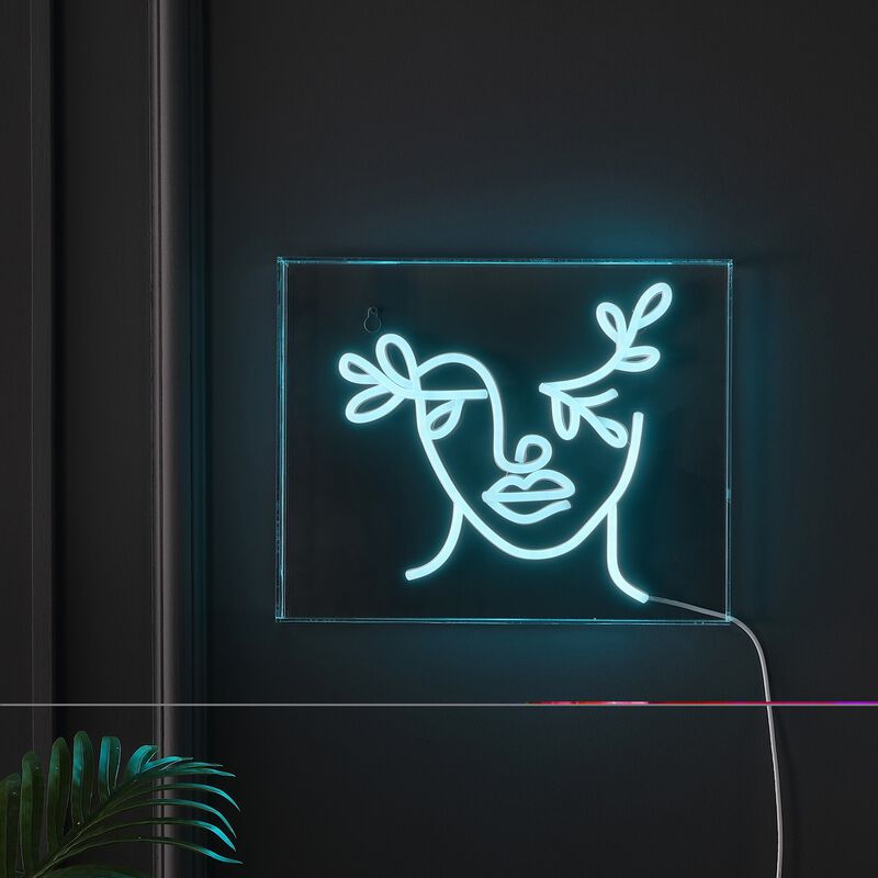 Teary Face 13.7" X 10.9" Contemporary Glam Acrylic Box USB Operated LED Neon Light