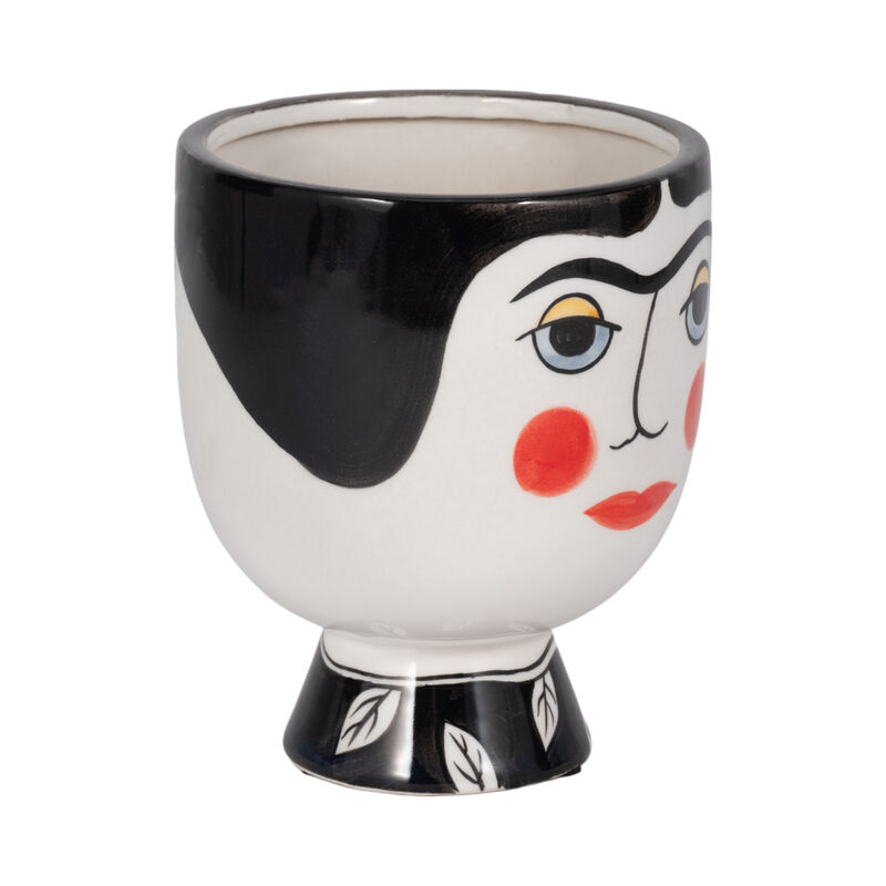 6" Black Frida Face Stone Vase