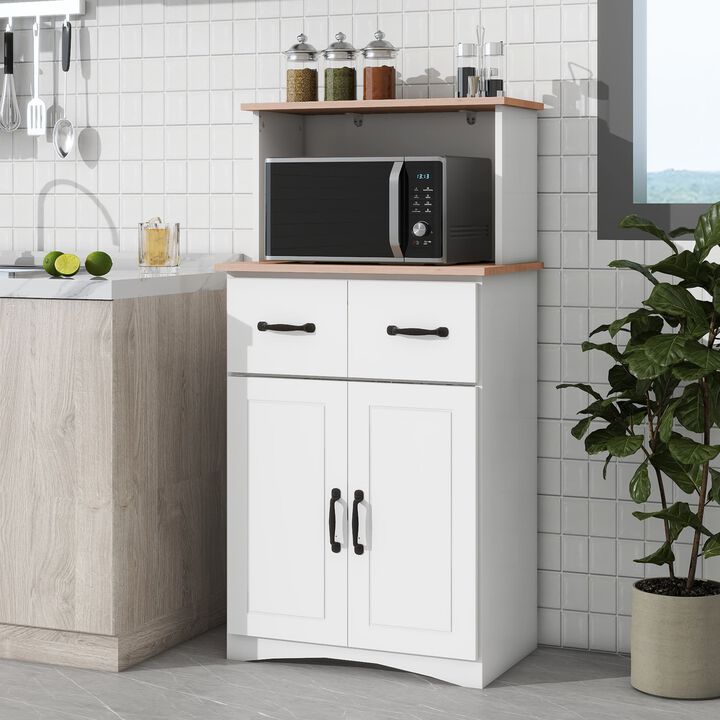 Hivvago Wooden Kitchen Pantry Storage Microwave Cabinet with Storage Drawer