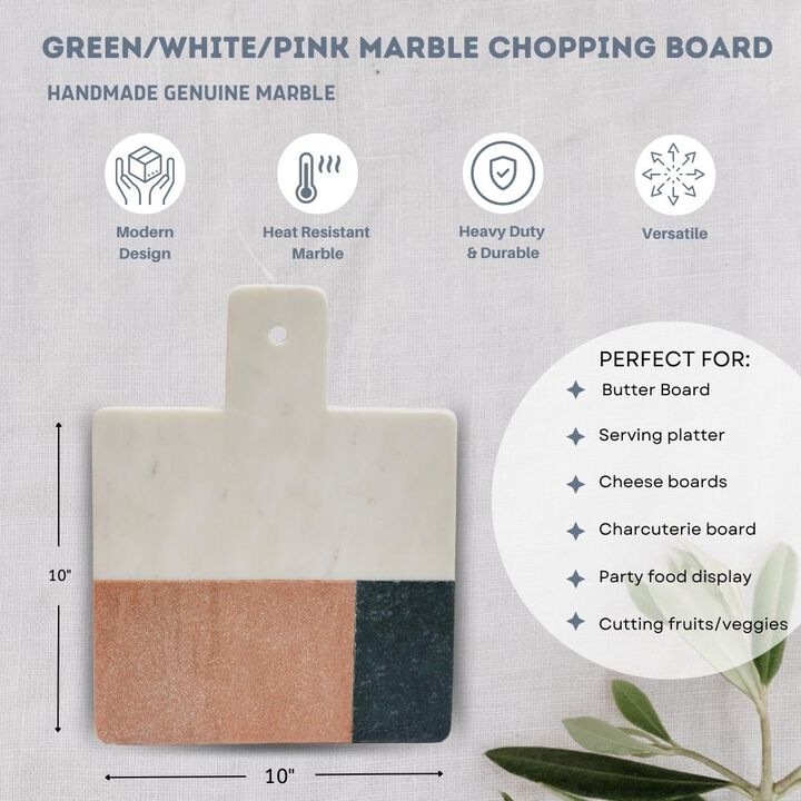 12.5 x 9 Coastal 3 Tone Marble Charcuterie Board with Handle