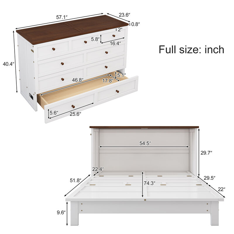 Merax Murphy Bed Cabinet with Charging Station