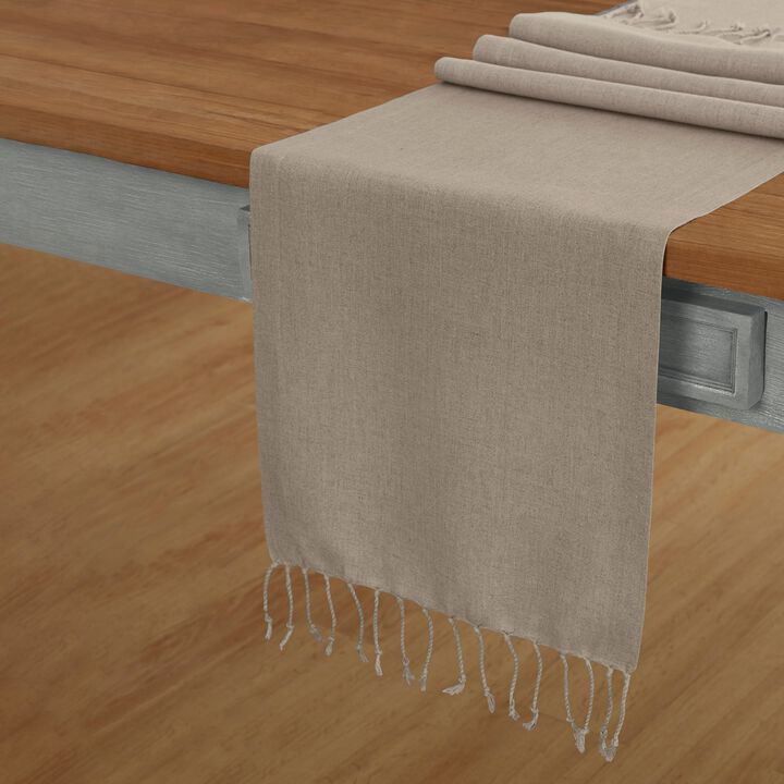 Solino Home 100% Pure Linen Table Runner | Twisted Fringe for Spring & Easter