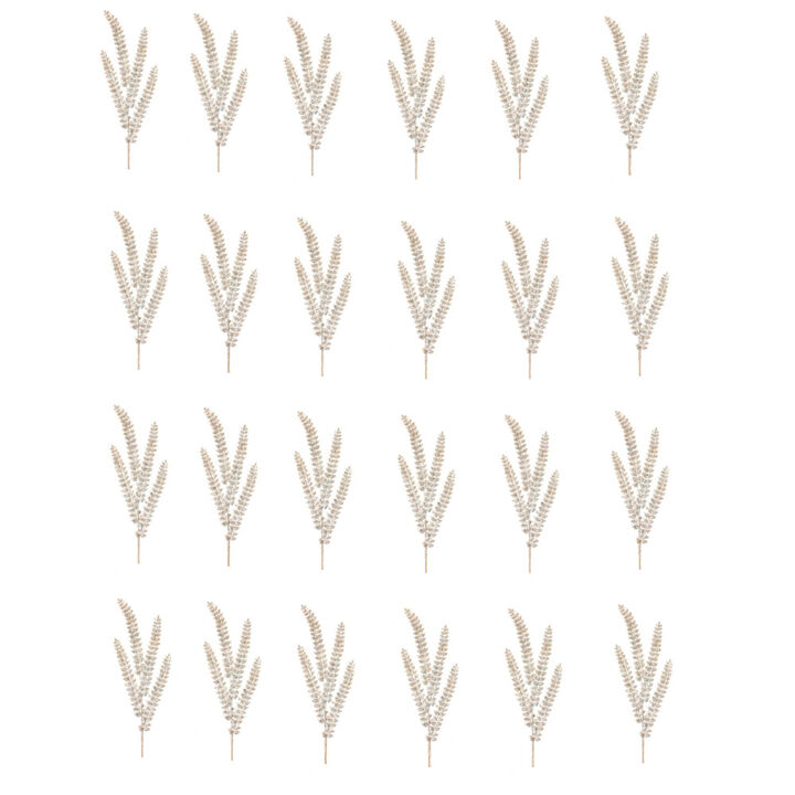 Set of 24 Glittered Fern Sprays - Elegant Touch for Seasonal Crafts